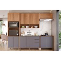Kit de Cozinha Completa 5 Peças Divina (2Aéreos+2Balcões+1TorreQuente) C5P187 Freijo/Titanium - MGM