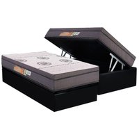 Cama Box Baú Solteiro: Colchão Ortopédico Polar D28 OrthoPremium Grey + Base CRC Suede Black (88x188)