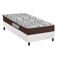 Cama Box Solteiro: Colchão Espuma Ortobom D45/EP Anatômico Fort Tech ISO 150 + Base CRC Courano White(88x188)