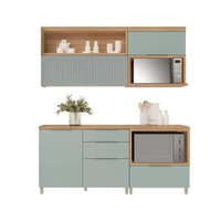 Kit Cozinha Modulada 4 Peças Marquesa (2Aéreos+2Balcões) C4P24 Nature/Verde - Nesher