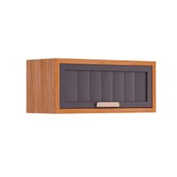 Armário Aéreo p/ Cozinha Estela Geladeira c/ 1 Porta Basculante Ripada 80 cm Cinamomo/Titanium - MGM
