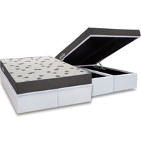 Conjunto Box Baú Queen: Colchão Espuma Ortobom D33 Light Saúde + Base CRC Courano White (158x198)