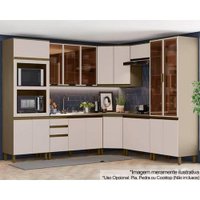 Cozinha Modulada Henn Connect 10 Peças (3Aéreos+3Balcões+2Paneleiros+2Complementos) C6P04 Duna/Cristal-Henn