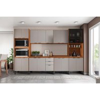 Kit Cozinha Modulada 6 Peças Firenze (2Aéreos+2Balcões+2Paneleiro) s/Pia FMT012 Amendola/Nude Prime TX - Demóbile