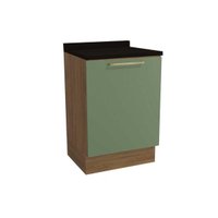 Balcão Cozinha p/ Cooktop c/ Tampo Botanic M629 c/ 1 Porta 60cm Nogueira/Oliva/Preto - Kappesberg