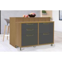 Balcão de Cozinha Modulado Imperatriz c/ 1 Porta e 4 Gavetas 120cm Freijo/Off White - Nesher