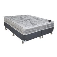 Cama Box King: Colchão Molas Pocket Ensacadas Castor Super Luxo Látex SLX + Base CRC Suede Gray (193x203)