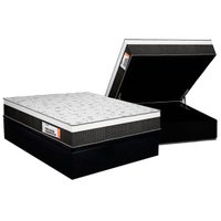 Cama Box Baú Queen: Colchão Anatômico Plumatex Falcon Ultra Firme + Base CRC Suede Black (158x198)