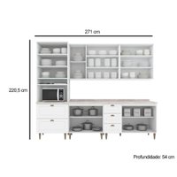 Cozinha Modulada Henn Americana 7 Peças (2Aéreos+2Balcões+1Paneleiro+2Complementos) c/ Pés C5P52 Branco-Henn