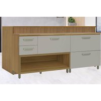 Balcão Ilha Cozinha Gourmet Princesa c/ 2 Portas e 3 Gavetas 200cm Freijo/Grafite - Nesher