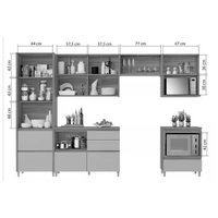 Cozinha Modulada Completa Rainha Gourmet 6 Peças (3Aéreos+1Paneleiro+2Balcões) C6P39 Branca/Nature - Nesher