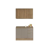 Cozinha Modulada Completa Botanic 3 Peças (1Aéreo+1Balcão+1Complemento) C3P15 Nogueira/Fendi - Kappesberg
