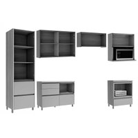 Cozinha Modulada Nesher Rainha Gourmet 6 Peças (3Aéreos+2Balcões+1Paneleiro) C6P01 Branca/Nature-Nesher
