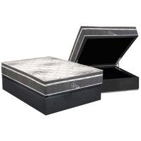 Cama Box Baú Casal: Colchão Molas Bonnel Polar Superlastic Safira + Base CRC Suede Gray (138x188)