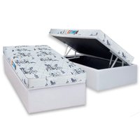 Conjunto Box Baú Solteiro: Colchão Molas Luckspuma D28 Celebrity Pró Saúde + Base CRC Courano White (88x188)