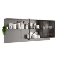 Armário Aéreo Cozinha Modulado Alpha 2504 c/ 1 Porta c/ Vidro Canelado 200cm Cinza - Carraro