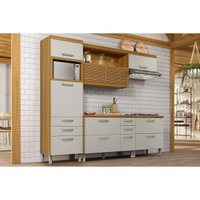 Kit de Cozinha Completa 4 Peças Princesa (1Aéreo+2Balcões+1Paneleiro) C4P159 Freijo/Off White - Nesher