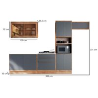 Kit Cozinha Modulada 6 Peças Versalis (2Aéreos+2Balcões+1TorreQuente+1Complemento) C6P163 Freijo/Grafite - Herval