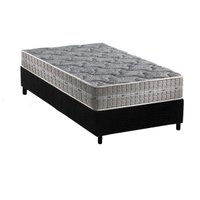 Cama Box Solteiro: Colchão Molas MasterPocket Ensacadas D Angelis Anjos Royal + Base CRC Suede Black (88x188)