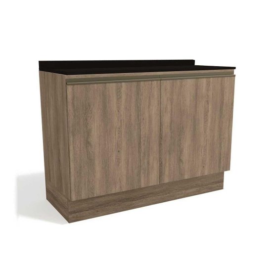 Gabinete p/ Pia Cozinha Balcão c/ Tampo Maxxi G745 c/ 2 Portas 120cm Nogal/Preto - Kappesberg