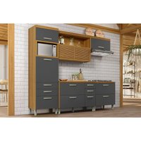Kit de Cozinha Completa 4 Peças Princesa (1Aéreo+2Balcões+1Paneleiro) C4P159 Freijo/Grafite - Nesher