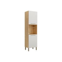 Torre Quente de Cozinha Paneleiro Carménère c/ 2 Portas e 1 Nicho p/ Forno 57x211cm Amendoa/Off White - Ronipa