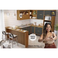 Balcão de Cozinha Modulado Imperatriz c/ 1 Porta e 4 Gavetas 120cm Freijo/Grafite - Nesher
