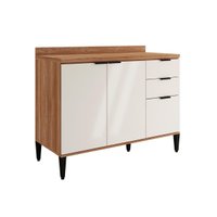Gabinete p/ Pia Cozinha Balcão Alpha 2506 3 Portas e 2 Gavetas c/ Tampo 120cm Freijo - Carraro