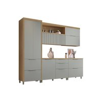 Kit Cozinha Modulada 5 Peças Marquesa (2Aéreos+2Balcões+1Paneleiro) C6P40 Nature/Verde - Nesher