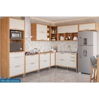 Kit de Cozinha Completa 9 Peças Eloise (4 Aéreos + 4 Balcões + 1 Paneleiro) CZ025 Freijo/Off White - MGM
