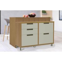 Módulo Cozinha Nesher Imperatriz c/ 1 Porta e 4 Gavetas 120cm Freijo/Off White-Nesher