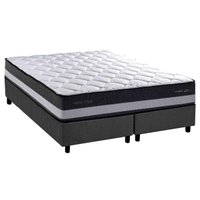 Cama Box Queen: Colchão Molas Bonnel Herval Maxspring Minsque C1625 + Base CRC Suede Gray (158x198x27)