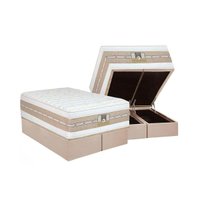 Cama Box Baú Queen: Colchão Molas Pocket Ensacadas Castor Silver Star Air Double + Base CRC Suede Clean (158x198)