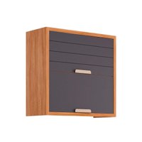 Armário Aéreo p/ Cozinha Eloise c/ 2 Portas Basculante Riscadas 80 cm Cinamomo/Titanium - MGM