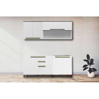 Kit Cozinha Modulada 5 Peças Manhattan (2 Aéreos + 2 Balcões + 1 Tampo p/ Cooktop 5 Bocas) C5P157 Branco - Herval