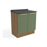 Balcão Cozinha p/ Cooktop c/ Tampo Botanic M623 c/ 2 Portas 80cm Nogueira/Oliva/Cinzel - Kappesberg