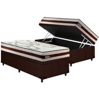 Cama Box Baú Solteiro: Colchão Espuma D45 Paropas Paropas Resiste Hotel DF 22 + Base Universal Linhão Brown CRC (88x188)