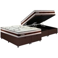 Cama Box Baú King: Colchão Espuma D45 Paropas Paropas Resiste Hotel DF 22 + Base Universal Linhão Brown CRC (193x203)