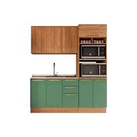 Kit de Cozinha Completa 3 Peças Botanic (1Aéreo+1Balcão+1Paneleiro) s/Pia M652 Nogueira/Verde Oliva - Kappesberg