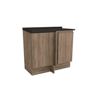Balcão Cozinha p/ Cooktop c/ Tampo Maxxi G748 Canto Reto c/ 1 Porta 80cm Nogal/Preto Brilho - Kappesberg