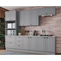 Kit Cozinha Modulada 7 Peças Americana (2Aéreos+2Balcões+1Paneleiro+2Complementos) CZ144 Cinza - Henn