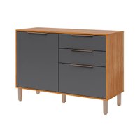 Balcão de Cozinha Modulado c/ Tampo Divina c/ 2 Portas e 2 Gavetas 120 cm Cinamomo/Titanium - MGM
