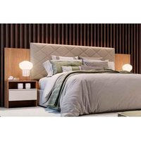 Painel Cama Box Madeirado Casal Everest Plus c/ 2 Mesas e 2 Gavetas Cumaru/Fendi 25 - Novo Horizonte