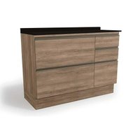 Gabinete p/ Pia Cozinha Balcão c/ Tampo Maxxi G746 c/ 1 Porta e 4 Gavetas 120cm Nogal/Preto - Kappesberg