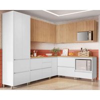 Cozinha Modulada Completa Rainha Gourmet 9 Peças (4Aéreos+4Balcões+1Paneleiro) C9P34 Branca/Nature - Nesher