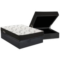 Cama Box Baú Casal: Colchão Espuma Ortobom D45 Light Saúde OrtoPillow + Base CRC Suede Gray(138x188)