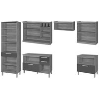Kit Cozinha Modulada 6 Peças Burguesa Premium (3Aéreos+2Balcões+1Paneleiro) C6P57 Freijo/Off White - Nesher