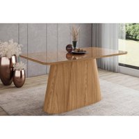 Mesa p/ Cozinha Olivia SC117 c/ Tampo Madeirado c/ Vidro Curvo 160x90cm Nature - Henn