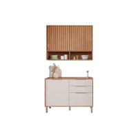 Cozinha Modulada Completa Divina 2 Peças (1Aéreo+1Balcão) C2P44 Freijo/Off White - MGM