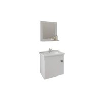 Conjunto de Banheiro Balcão Suspenso Iris c/ Cuba 44cm e Espelheira 40cm Branco - MGM